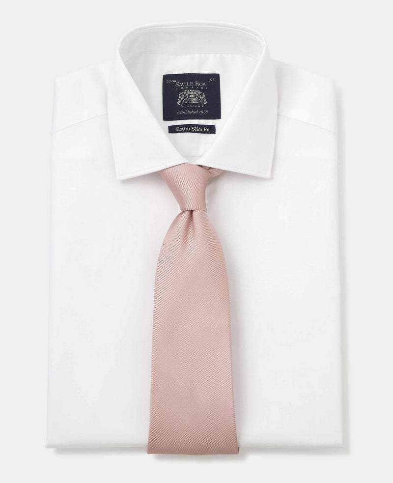 Men's White Twill Extra Slim Formal Shirt With Single Cuffs