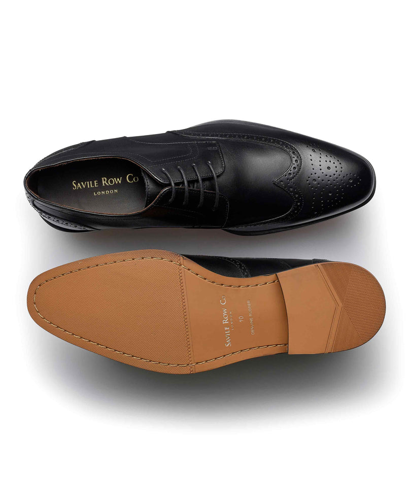 Black Leather Brogue Derby Shoes