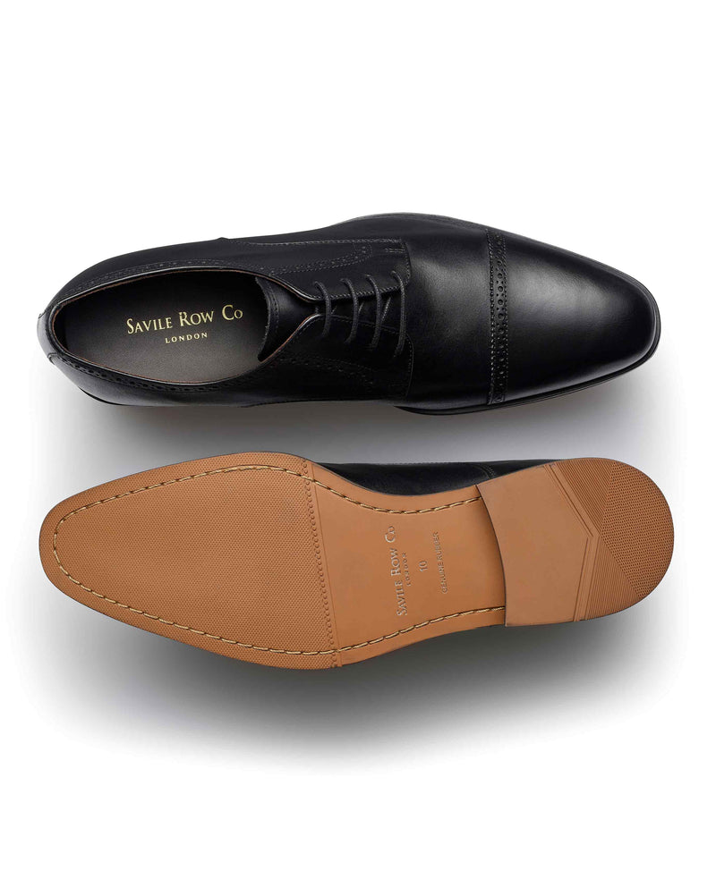 Black Leather Capped Derby Shoes