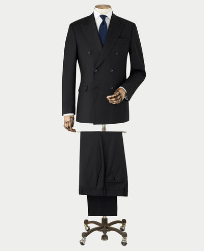 Black Wool Blend Tailored Double Breasted Suit