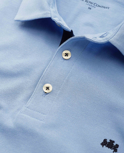 Blue Cotton Pique Short Sleeve Polo Shirt