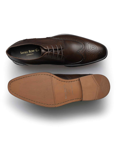 Brown Leather Brogue Derby Shoes
