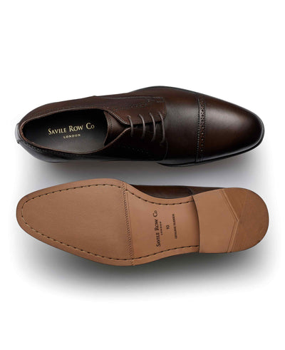 Brown Leather Capped Derby Shoes