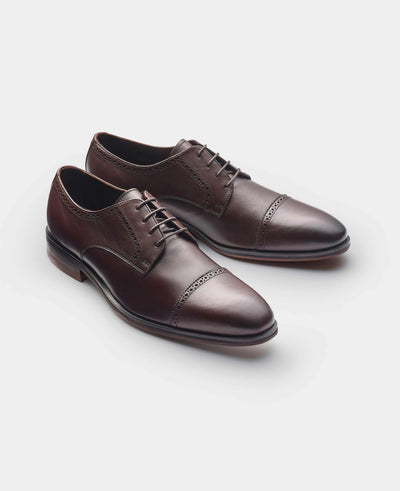 Brown Leather Capped Derby Shoes
