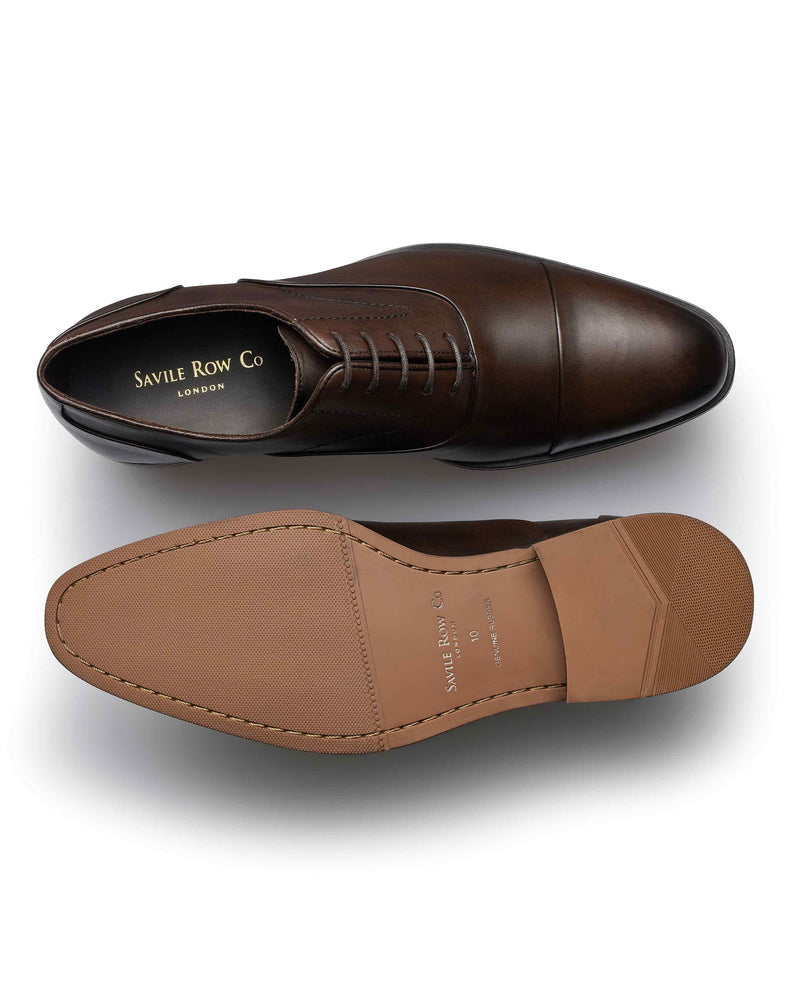 Brown Leather Capped Oxford Shoes
