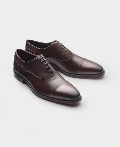 Brown Leather Capped Oxford Shoes