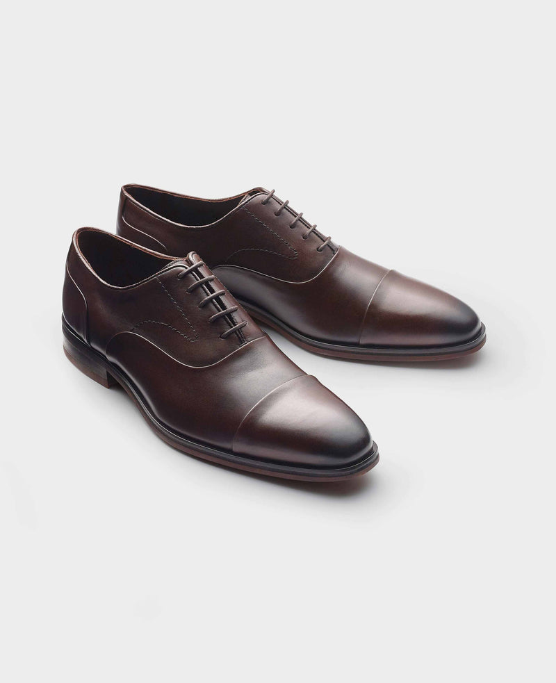 Brown Leather Capped Oxford Shoes