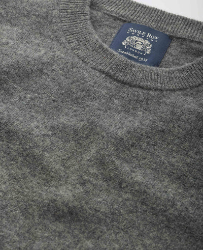 Dark Grey Merino Wool Cashmere Crew Neck Jumper