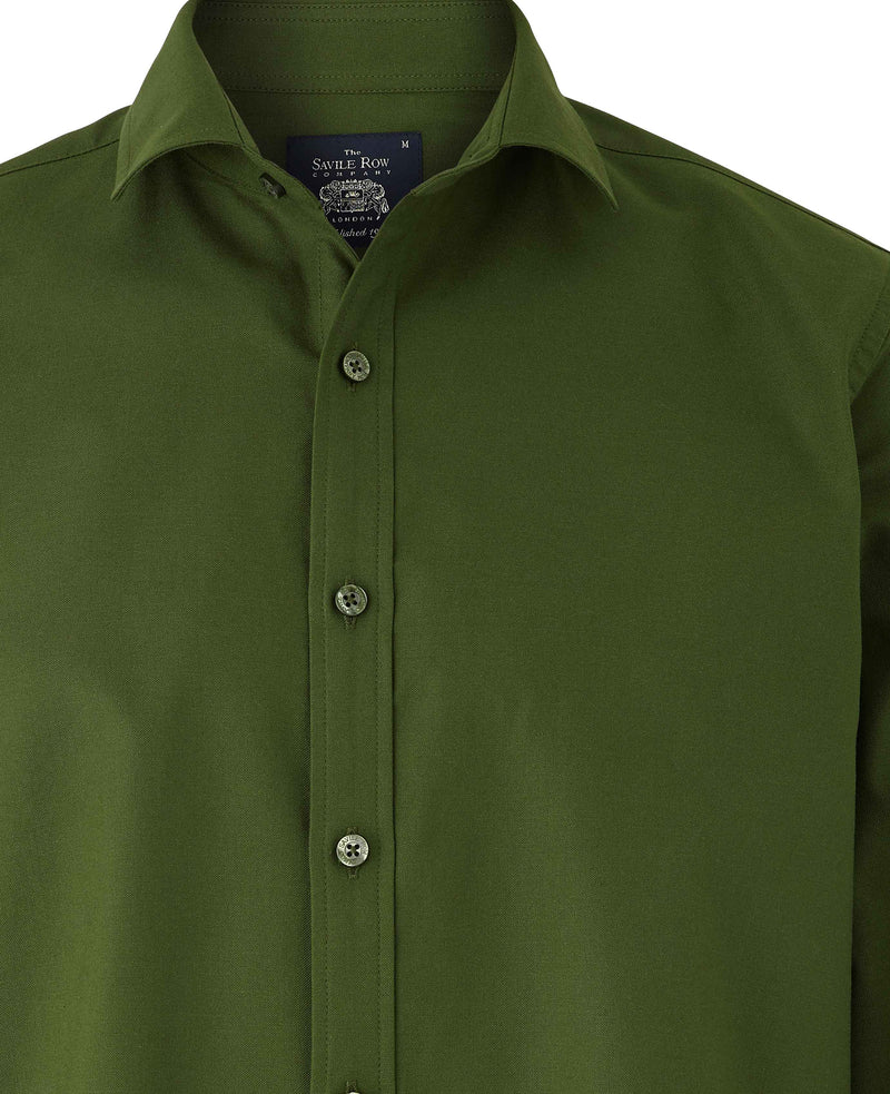 Khaki Slim Fit Oxford Shirt   - Chest Detail - 1405KHA
