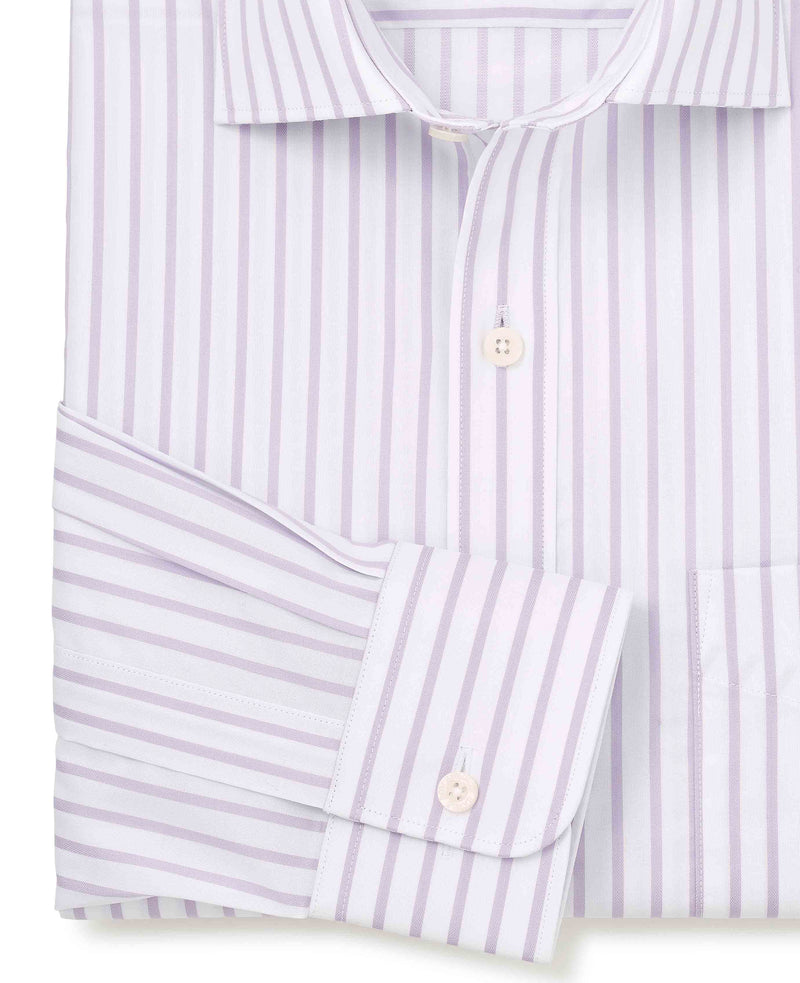 Lilac Cotton Stripe Classic Fit Formal Shirt - Single Cuff