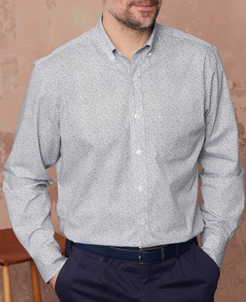 Men's Navy Floral Print Classic Fit Casual Shirt