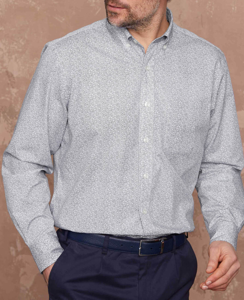 Navy Floral Print Classic Fit Shirt