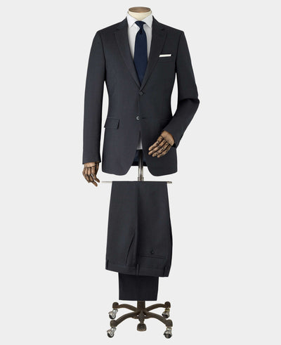 Navy Wool Linen Blend Tailored Suit