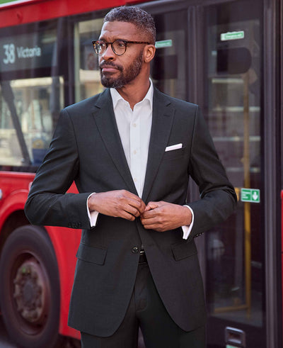 Navy Wool Linen Blend Tailored Suit