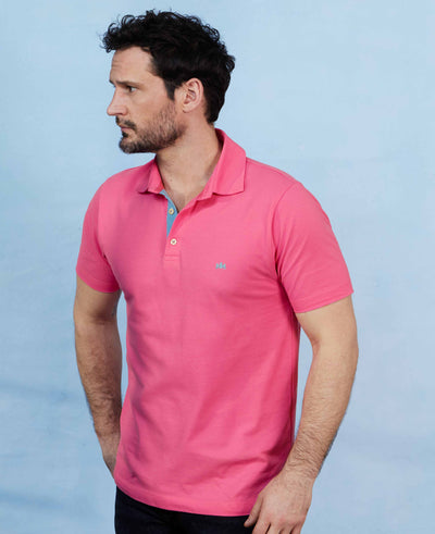 Pink Cotton Pique Short Sleeve Polo Shirt