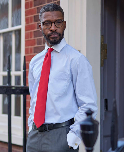 Sky Blue Cotton Window Check Classic Fit Winchester Formal Shirt - Double Cuff
