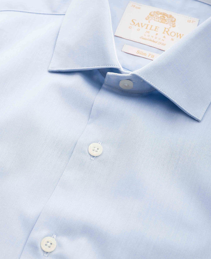 Sky Blue Two-Ply Cotton Slim Fit Gold Label Formal Shirt - Single Cuff