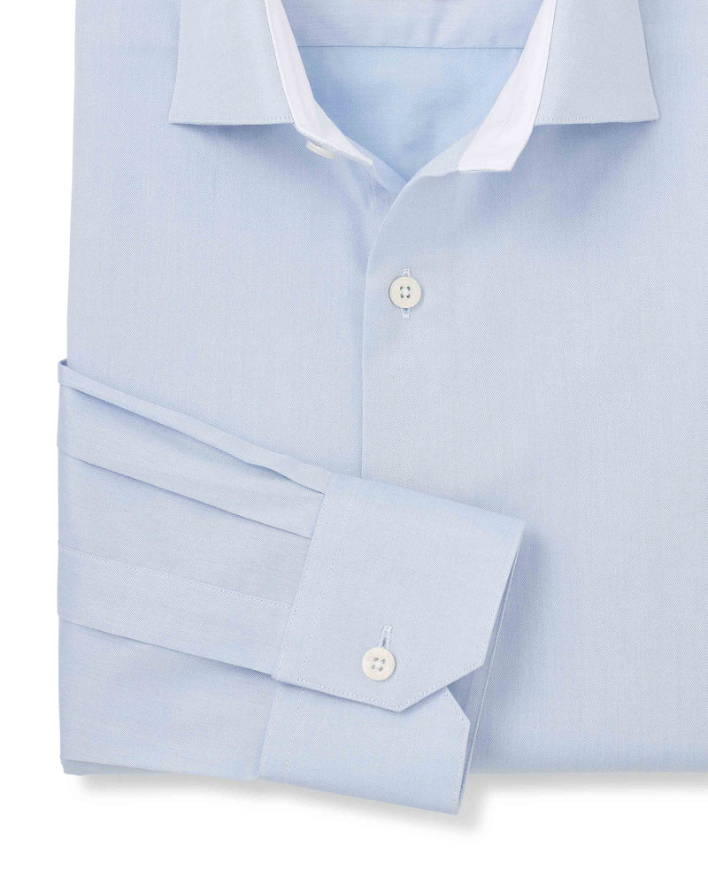Sky Blue Two-Ply Cotton Slim Fit Gold Label Formal Shirt - Single Cuff