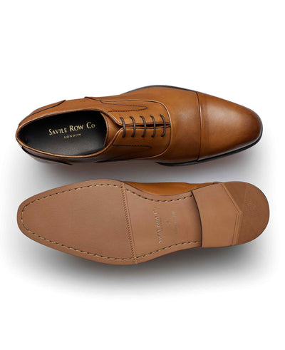 Tan Leather Capped Oxford Shoes