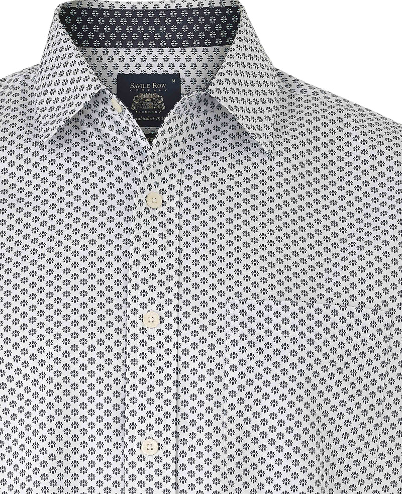 White Cotton Classic Fit Printed Casual Shirt