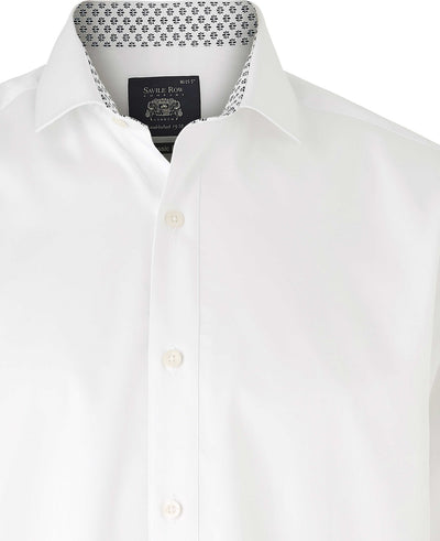 White Cotton Twill Classic Fit Smart-Casual Shirt - Single Cuff