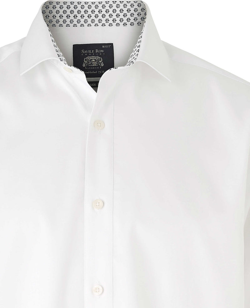 White Cotton Twill Classic Fit Smart-Casual Shirt - Single Cuff