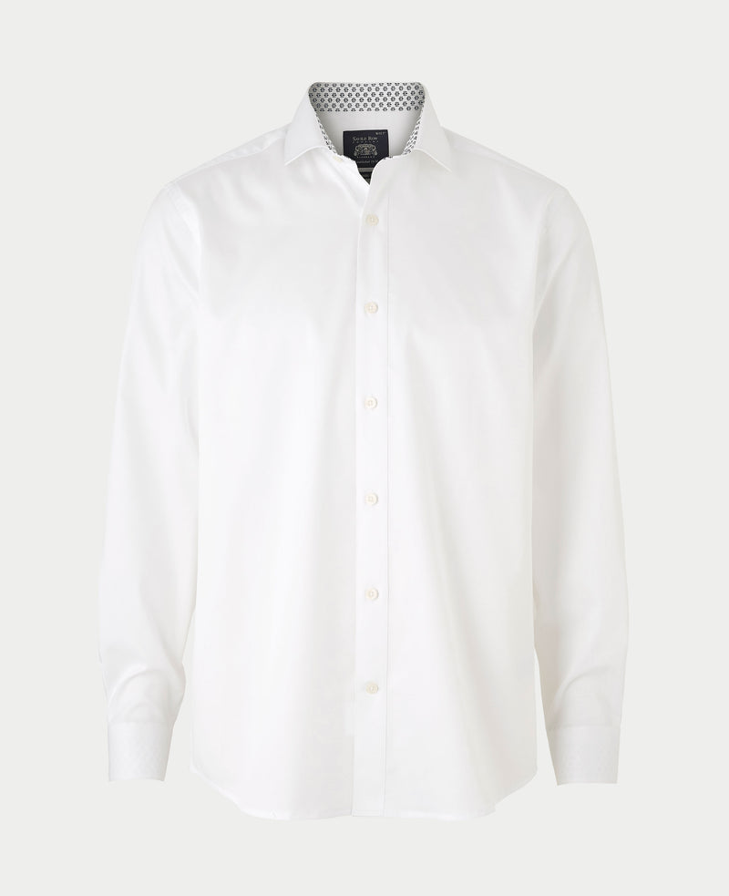 White Cotton Twill Classic Fit Smart-Casual Shirt - Single Cuff