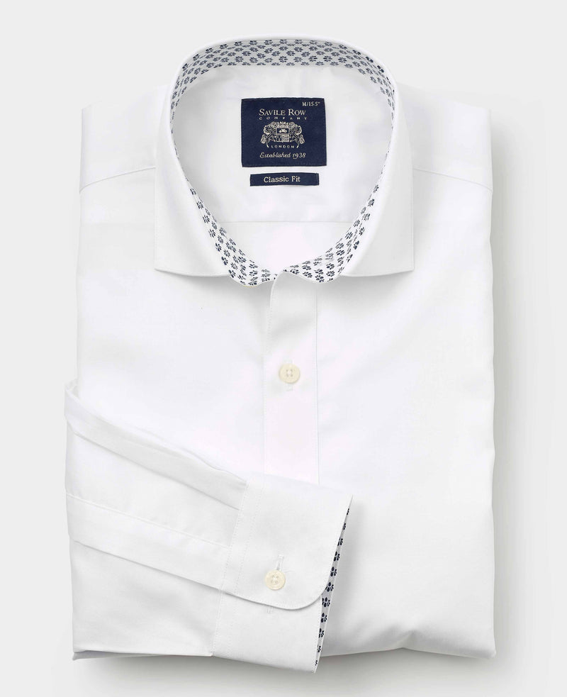 White Cotton Twill Classic Fit Smart-Casual Shirt - Single Cuff