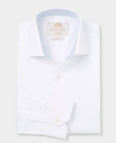 White Two-Ply Cotton Slim Fit Gold Label Formal Shirt - Single Cuff