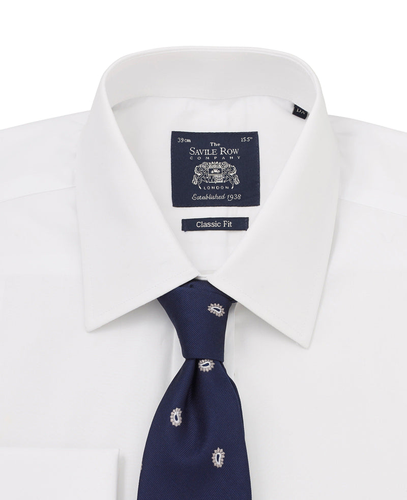 White Poplin Classic Fit Formal Shirt - Single or Double Cuff