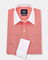 Red White Poplin Stripe Classic Fit Formal Shirt - Double Cuff