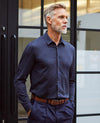 Navy Cotton Jersey Slim Fit Shirt [RTC]