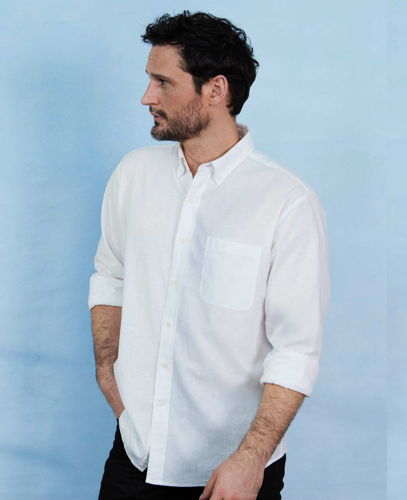 Men's white linen shirt