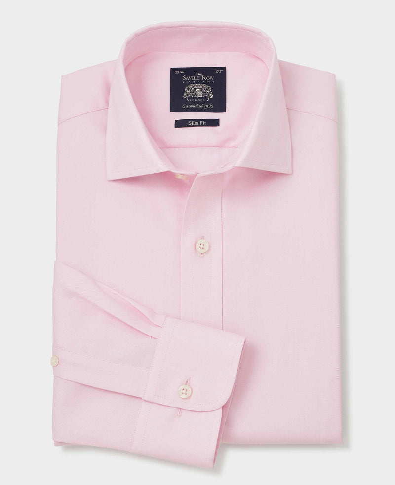 Pale Pink Twill Slim Fit Formal Shirt - Single or Double Cuff