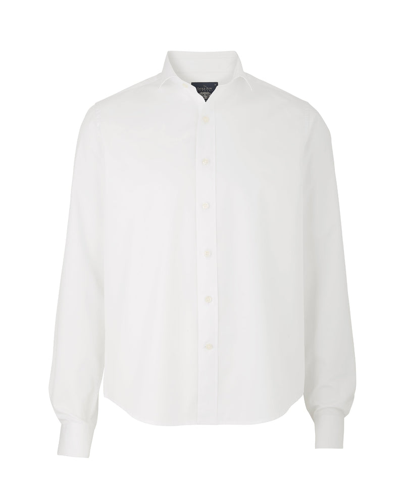 White Twill Slim Fit Shirt in Shorter Length