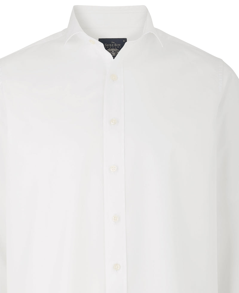 White Twill Slim Fit Shirt in Shorter Length