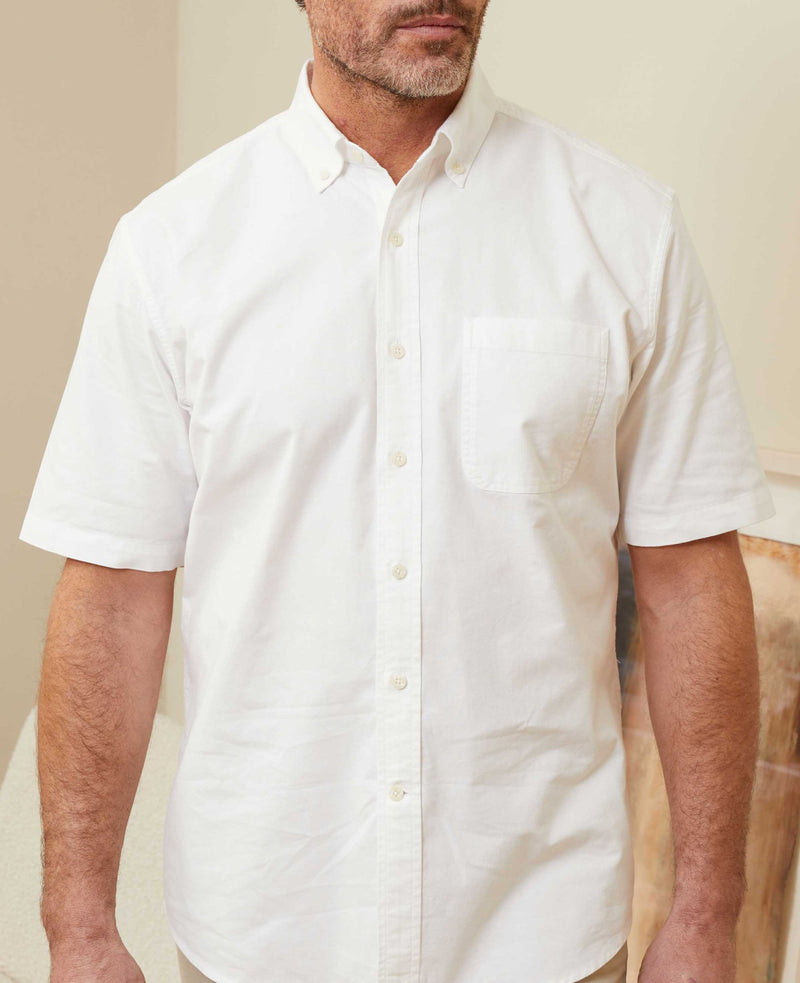 White Classic Fit Short Sleeve Oxford Shirt