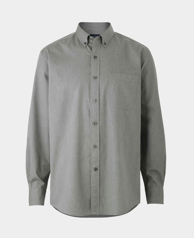 Grey Twill Classic Fit Button-Down Shirt