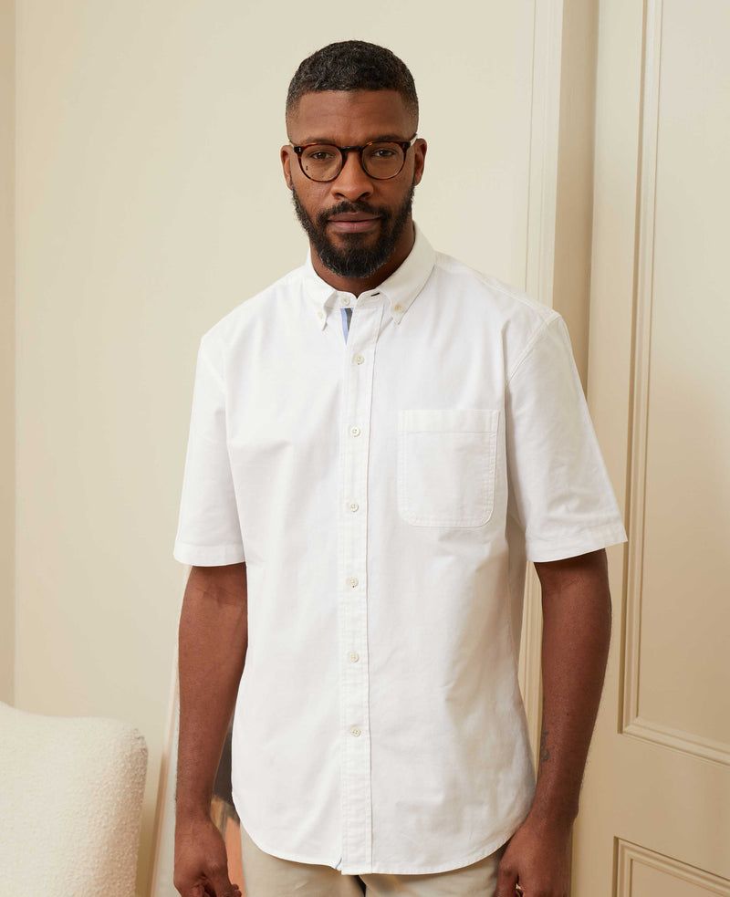 White Classic Fit Short Sleeve Oxford Shirt