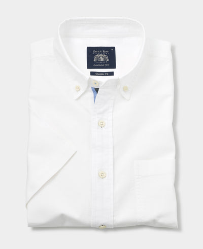 White Classic Fit Short Sleeve Oxford Shirt