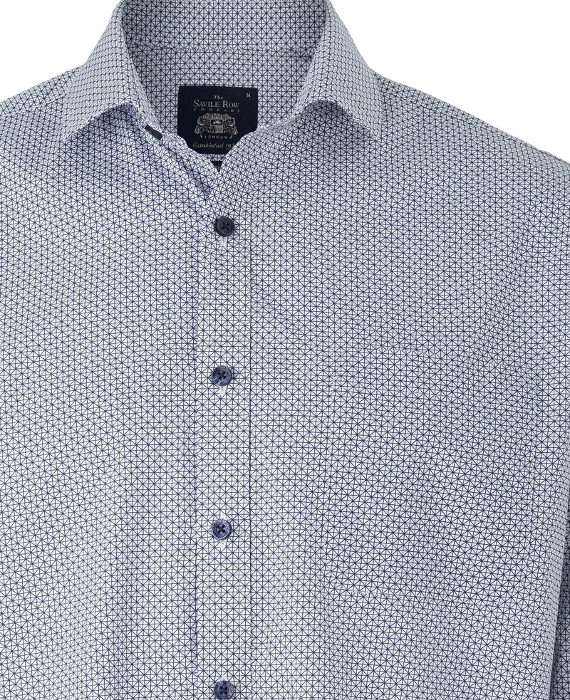 Blue White Triangle Print Shirt