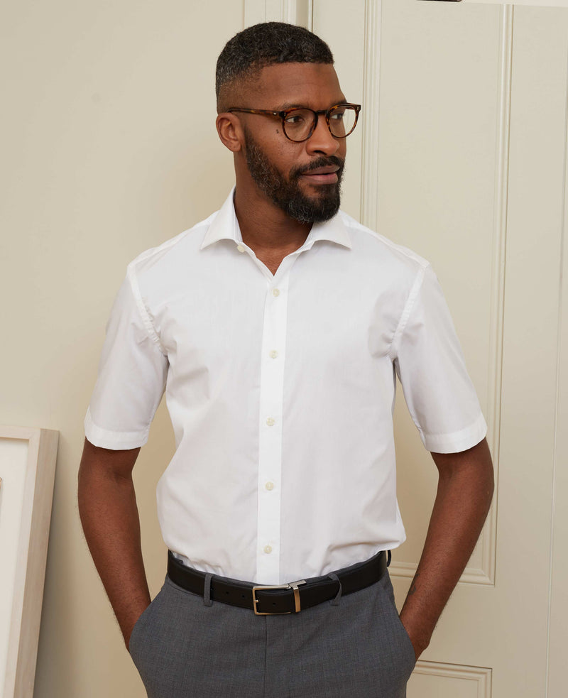 White Slim Fit Short Sleeve Shirt