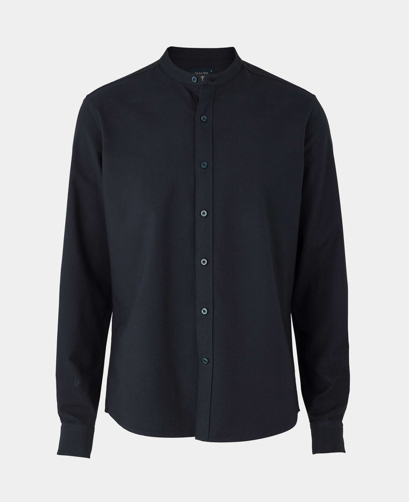 Navy Slim Fit Grandad Collar Shirt