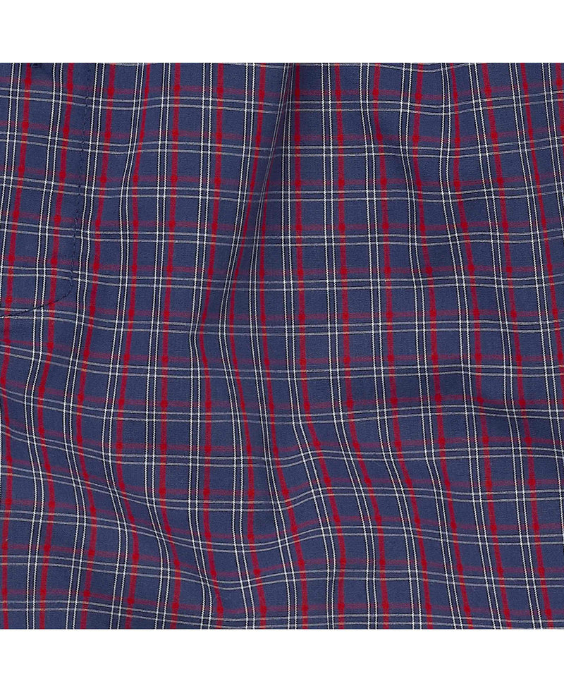 Navy Red Check Cotton Boxer Shorts