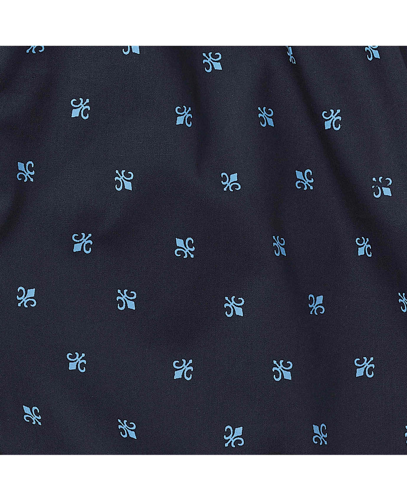 Navy Fleur-de-Lys Cotton Boxer Shorts