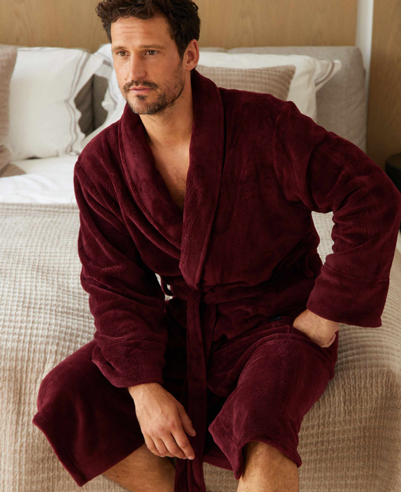 Burgundy Fleece Dressing Gown