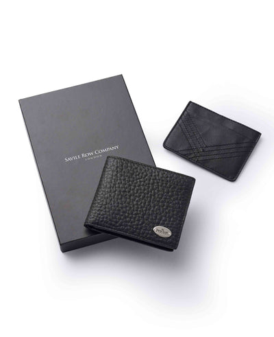 Black Leather Billfold Wallet and Cardholder Gift Set