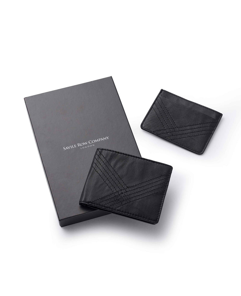 Black Leather Wallet and Cardholder Gift Set