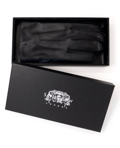 Black Navy Nappa Leather Gloves