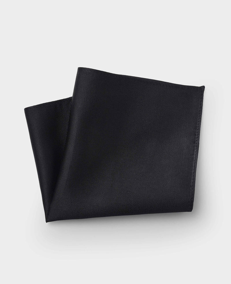 Men's Black Silk Twill Pocket Square